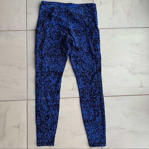Lululemon Speed Up Tight 28" Urban Block Wild Bluebell Black leggings pockets - Picture 8 of 12